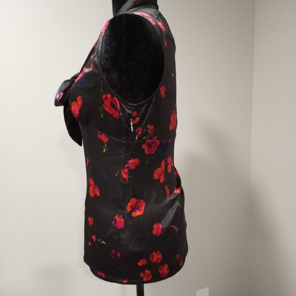 EXPRESS BLACK|RED SLEEVELESS TOP WITH TIE BOW WOMEN SIZE M - Picture 9 of 11